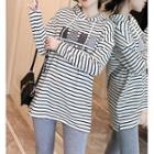 Long-sleeve Print Striped Hoodie