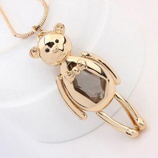 Gold Plated Alloy Bear Pendant Necklace 6-362 - Gold - One Size