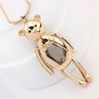 Gold Plated Alloy Bear Pendant Necklace 6-362 - Gold - One Size