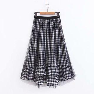 Plaid Mesh A-line Shirt
