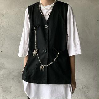 Chain-accent V-neck Vest