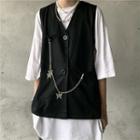 Chain-accent V-neck Vest
