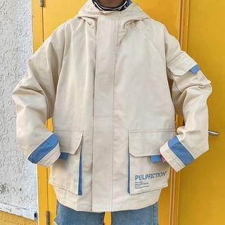 Two Tone Cargo Zip-up Hooded Jacket