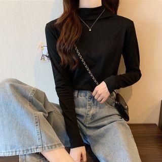 Semi High-neck Plain Underlay Top