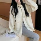 Stand Collar Zip-up Cardigan Cardigan - White - One Size