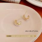 Faux Pearl Alloy Earring Fn26103 - 1 Pair - Gold - One Size