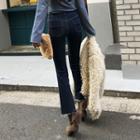 Fray-hem Brushed-fleece Lined Semi Boot-cut Jeans