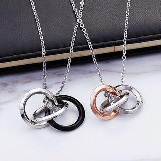 Stainless Steel Interlocking Hoop Pendant Necklace