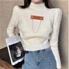 Mock-neck Chained Knit Top