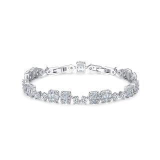 Simple Temperament Geometric Square Bracelet With Cubic Zirconia Silver - One Size