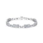 Simple Temperament Geometric Square Bracelet With Cubic Zirconia Silver - One Size