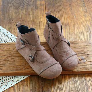 Round-toe Buckled Short Boots