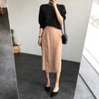 Dotted Wrap-front Long Skirt