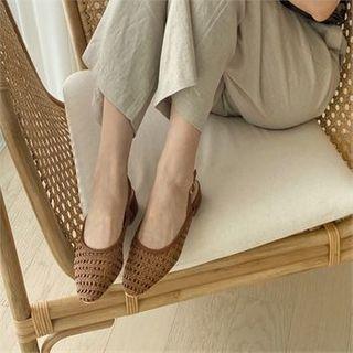 Block-heel Woven Slingback Pumps