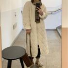 Quilted Zip-up Long Coat Almond - One Size