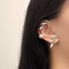 Rhinestone Asymmetrical Alloy Cuff Earring 1 Pair - Silver - One Size