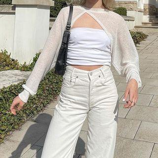 Long Sleeve Irregular Light Shrug
