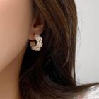 Flower Alloy Open Hoop Earring Type A - 1 Pair - Gold - One Size