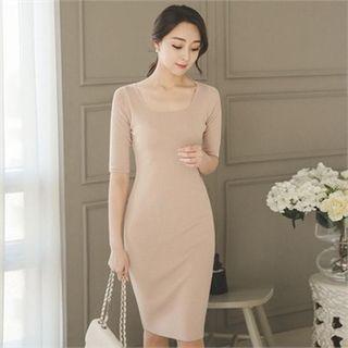 Square-neck Knit Dress