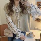 Sweater Vest / Dotted Blouse