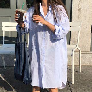 Long Sleeve Plain Shirt Dress