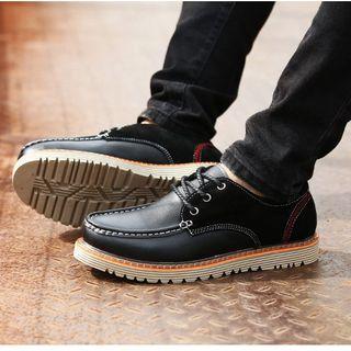 Lace-up Panel Genuine Leather Shoes