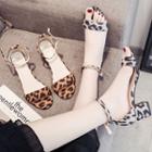 Leopard Open Toe Block Heel Sandals