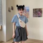 Short-sleeve Plain Shirt / Wide-leg Shorts