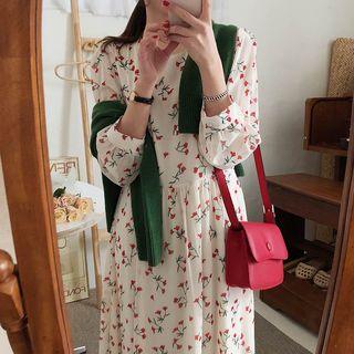 Floral Print Balloon-sleeve Dress