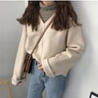 Long-sleeve Turtleneck Striped T-shirt / Long-sleeve V-neck Top