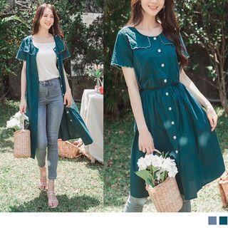 Short Sleeve Tie-waist A-line Shirtdress