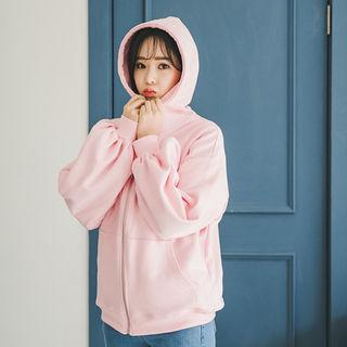 Puff-sleeve Zip Hoodie