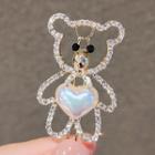 Rhinestone Bear Hair Pin Ly373 - White & Gold - One Size