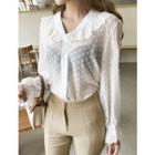 Eyelet-lace Collar Polka-dot Blouse