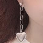Heart Acrylic Dangle Earring 1 Pair - Silver - One Size
