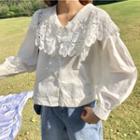 Wide Collar Blouse White - One Size