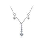 925 Sterling Silver Simple And Fashion Water Drop-shaped Necklace With Cubic Zircon Silver - One Size