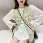 Sleeveless Contrast Trim Vest / Long-sleeve Plain T-shirt