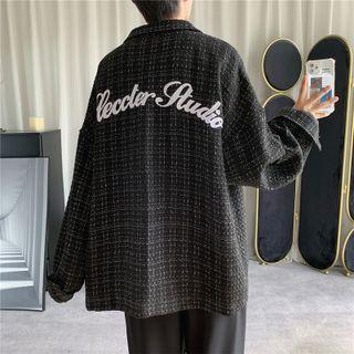 Letter Embroidered Plaid Jacket