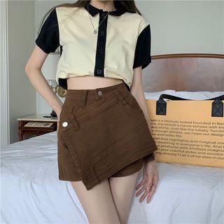 High-waist Asymmetric A-line Shorts