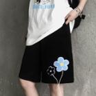 Flower Applique Loose Fit Shorts