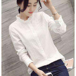 Long-sleeve Frilled Fleece-lined Shirt