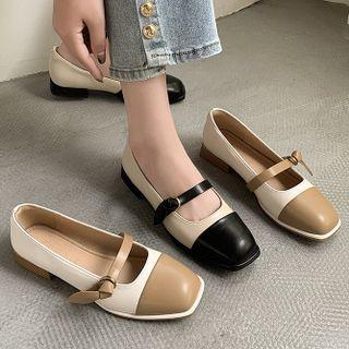 Two Tone Low-heel Mary Jane Pumps