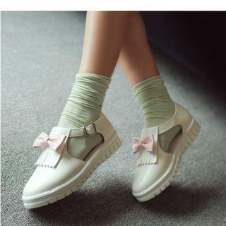 Lolita Cosplay Fringed Bow Buckled Flats