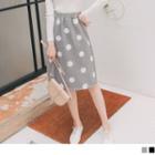 Elastic Waist Dotted A-line Skirt