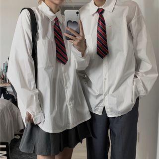 Set: Plain Shirt + Striped Tie