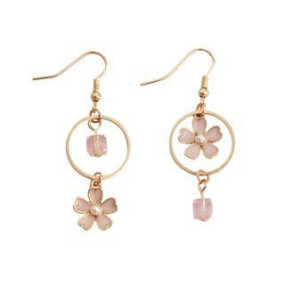 Non-matching Flower Dangle Earring