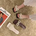 Square-toe Beaded Slide Sandals