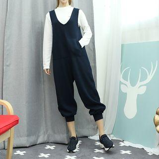 Kangaroo-pocket Wide-leg Jumper Pants