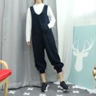 Kangaroo-pocket Wide-leg Jumper Pants